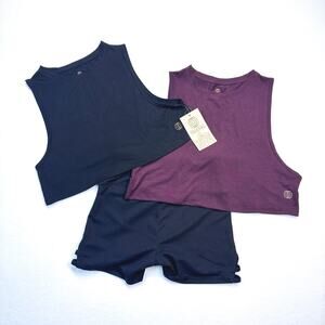 Balance Collection Activewear Bundle - 2 Crop Tops + Shorts (Size S)